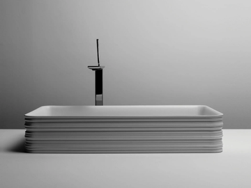 TRACE - Countertop rectangular single ceramic washbasin by Valdama - view 2