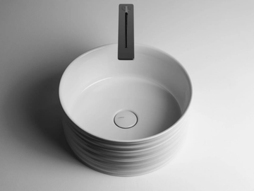 TRACE - Countertop round single ceramic washbasin by Valdama - view 2
