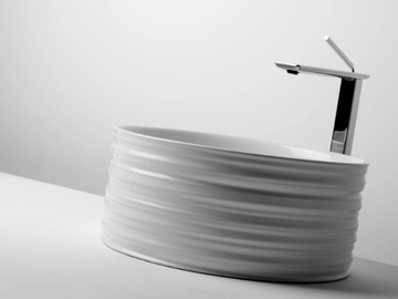 TRACE - Countertop round single ceramic washbasin by Valdama - view 3