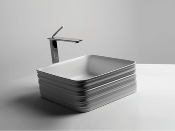 TRACE - Square single ceramic washbasin by Valdama - view 2