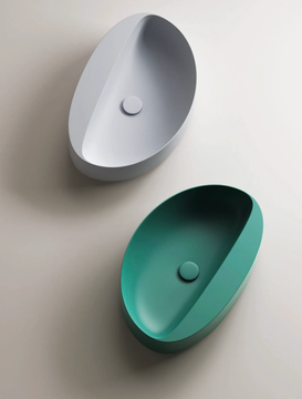 DROP - Oval single countertop ceramic washbasin by Valdama - view 3