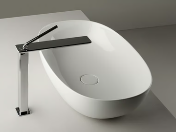 POD - Countertop oval single ceramic washbasin by Valdama - view 2