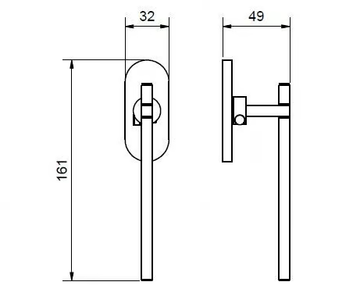 H1064 NAKED - Steel window handle on rose by Valli - view 3