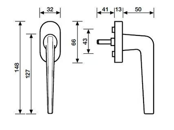 H348 DC - Brass window handle on rose by Valli - view 3