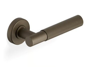 H379 AC - Brass door handle on rose by Valli - view 2