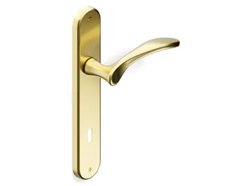 H198 MIZAR - Brass door handle on back plate with lock by Valli - view 2