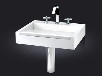 CINCO - Wall-mounted rectangular resin washbasin by Vallvé - view 3