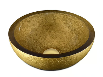 DOLCE ROUND TEXTURE GOLD - Countertop round resin washbasin by Vallvé - view 2