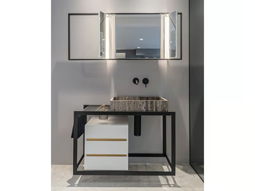 PERÍMETRO - Floor-standing single steel vanity unit by Vallvé - view 3