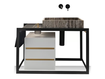 PERÍMETRO - Floor-standing single steel vanity unit by Vallvé - view 2