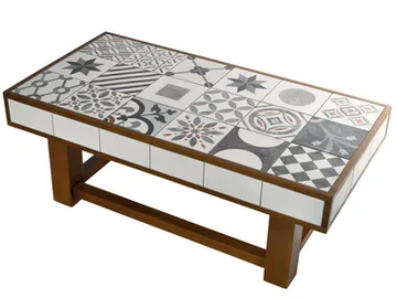 CEMENTINE - Rectangular stone coffee table with wooden base by Valmori - view 2