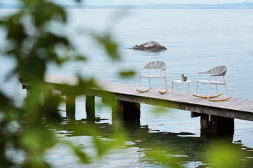 CLEVER LOUNGE - Rocking garden fabric easy chair with armrests by Varaschin - view 3