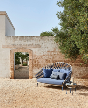 EMMA CROSS - Round aluminium and wood garden side table by Varaschin - view 3
