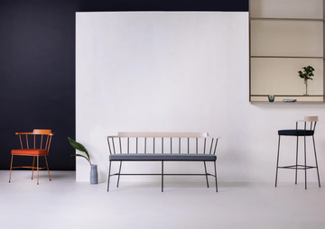 MIM - Powder coated steel bench with back by Vergés - view 3