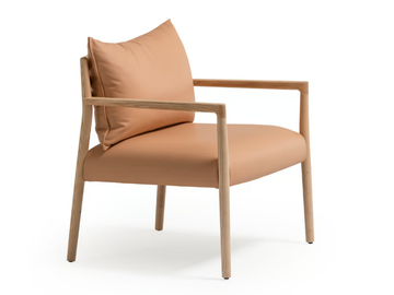 BOGART - Upholstered leather easy chair with armrests by Vergés - view 2