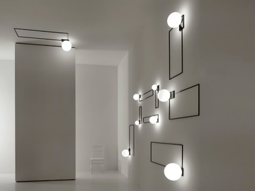 PERIMETRO DI MULTIPLO - Glass and steel wall lamp / ceiling lamp by Vesoi - view 3