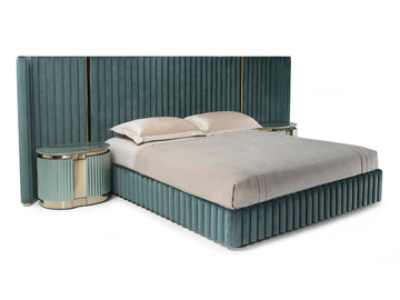 LEONARDO - Velvet double bed with high headboard by Visionnaire - view 2
