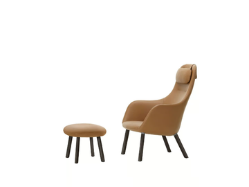HAL LOUNGE - Upholstered leather footstool by Vitra - view 3