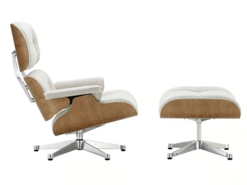 EAMES LOUNGE CHAIR & OTTOMAN NUBIA - Swivel fabric armchair with footstool by Vitra - view 3