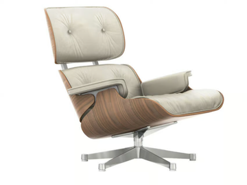 EAMES LOUNGE CHAIR WHITE VERSION - Swivel leather armchair with armrests by Vitra - view 3