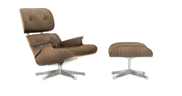 EAMES LOUNGE OTTOMAN WHITE VERSION - With 4-spoke base leather footstool by Vitra - view 3