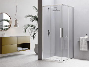 DOMINO - Glass and aluminium shower cabin with sliding door by WEISS-STERN - view 2