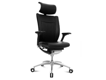TITAN LIMITED S - Upholstered leather office chair with headrest by Wagner - view 3