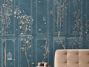 GIOCO DI GINKGO - Oriental wallpaper, PVC free, eco, washable by WallPepper®/Group - view 2