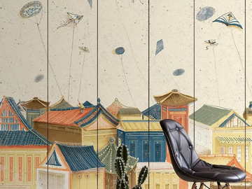 IL PAESE DEL BUON AUGURIO - Oriental wallpaper, PVC free, eco, washable by WallPepper®/Group - view 2