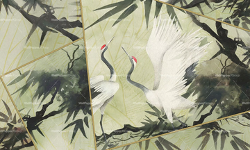 MATCHA HERON - PVC free, eco-friendly, washable wallpaper by WallPepper®/Group - view 3