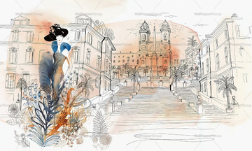 PIAZZA DI SPAGNA, ROMA - PVC free, eco-friendly, washable wallpaper by WallPepper®/Group - view 3