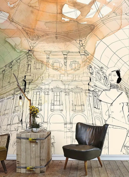 SHOPPING A MILANO - Multicolor wallpaper, eco-friendly, PVC free and washable by WallPepper®/Group - view 3