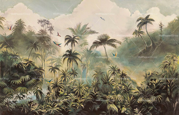 WILD VIEW - PVC free, eco-friendly, washable tropical wallpaper by WallPepper®/Group - view 3
