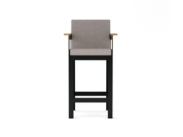 MORE COMFORT - Upholstered fabric barstool with armrests by Walters - view 3