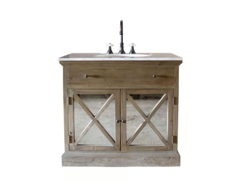 ST. HELENA - Floor-standing reclaimed wood vanity unit with integrated washbasin by WatermarkFixtures - view 2