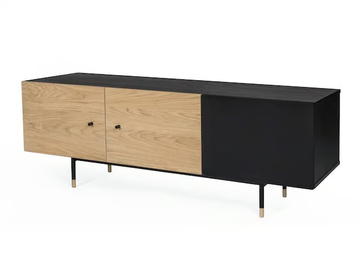 JUGEND - Low wood veneer TV cabinet with cable management by Woodman - view 2