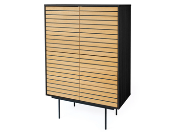 STRIPE - Wood veneer highboard with doors by Woodman - view 2