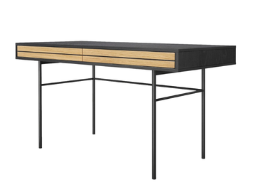 STRIPE - Rectangular wood veneer writing desk with drawers by Woodman - view 2