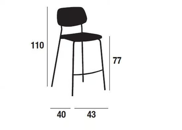 4206 - Fabric stool with back with integrated cushion by XLINE - view 3