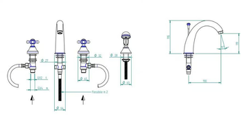 800 - 4 hole bathtub set with hand shower by ZAZZERI - view 3