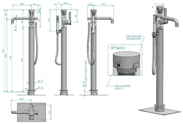DA-DA - Floor standing bathtub tap with hand shower by ZAZZERI - view 3