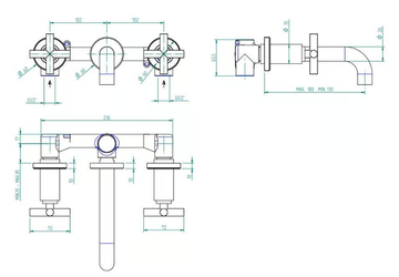 DA-DA - 3 hole wall-mounted washbasin tap by ZAZZERI - view 3