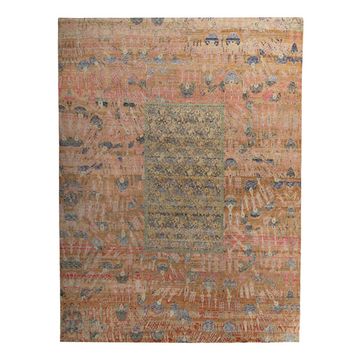 Orange Transitional Silk Rug by Abchome