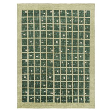 Green Contemporary Wool Rug by Abchome