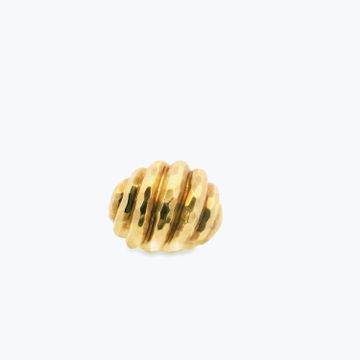 Hammered Yellow Gold Bombe Ring by Abchome