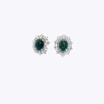 Platinum Sapphire Diamond Studs Earrings by Abchome