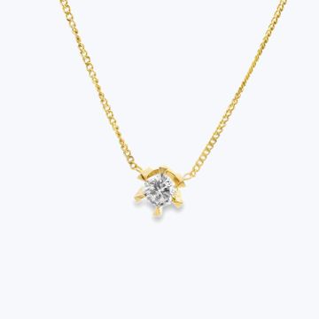 Gold & Diamond Solitaire Pendant Necklace by Abchome