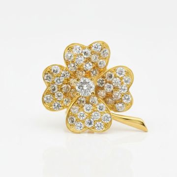 1970s Gold & Diamond Flower Brooch by Abchome