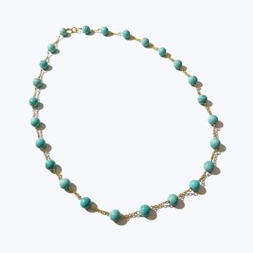 Turquoise & Gold Chain Necklace by Abchome