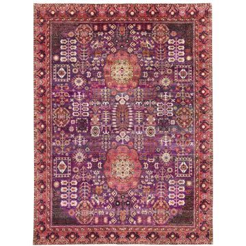 Purple & Red Alchemy Traditional Silk Rug - 8'4" x 11'4" by Abchome